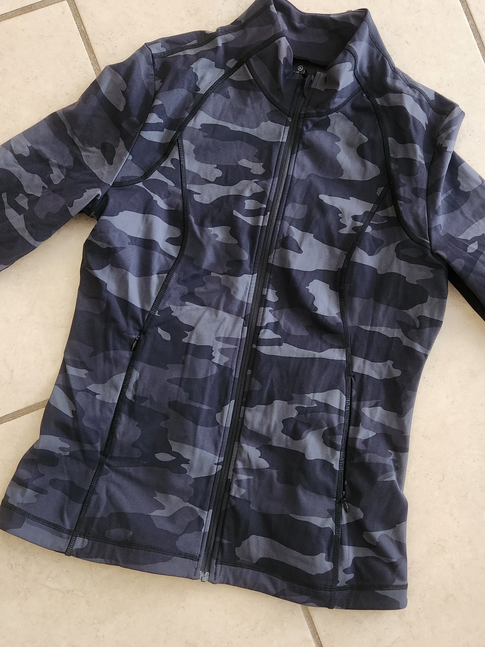 Sweaty Betty Power Workout Jacket Black Tonal Camo Wmns XL Athletic Gym Running